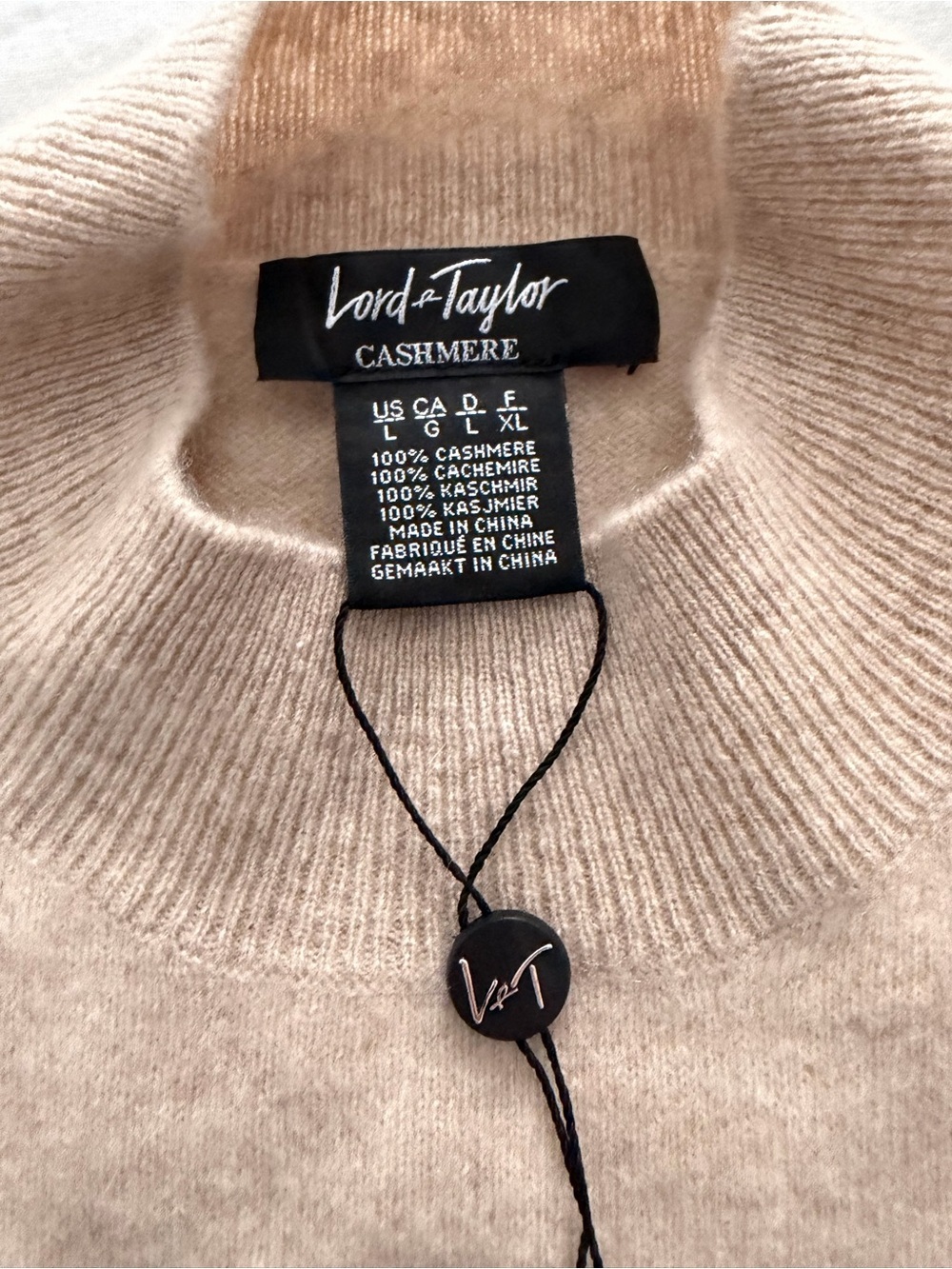 Lord & Taylor Women's Beige Quiet Luxury Lightweight Cowlneck Cashmere Sweater - Picture 5 of 8
